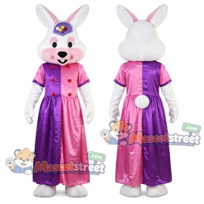 White Rabbit Mascot Costume with Pink and Purple Long Dress White Rabbit Mascot Costume with Pink and Purple Long Dress