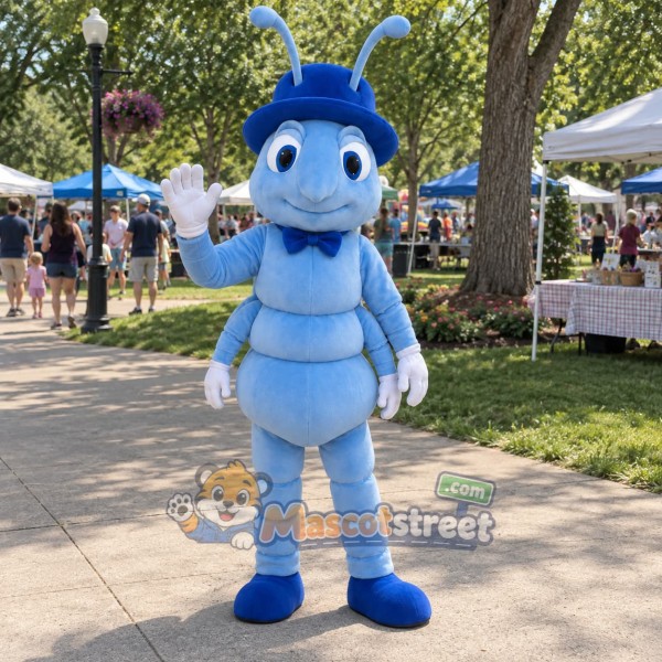 Light Blue Ant Mascot Costume with Blue Cap