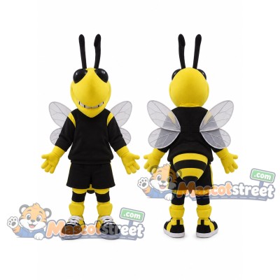 Yellow and Black Bee Mascot Costume with Black Sports Uniform Yellow and Black Bee Mascot Costume with Black Sports Uniform