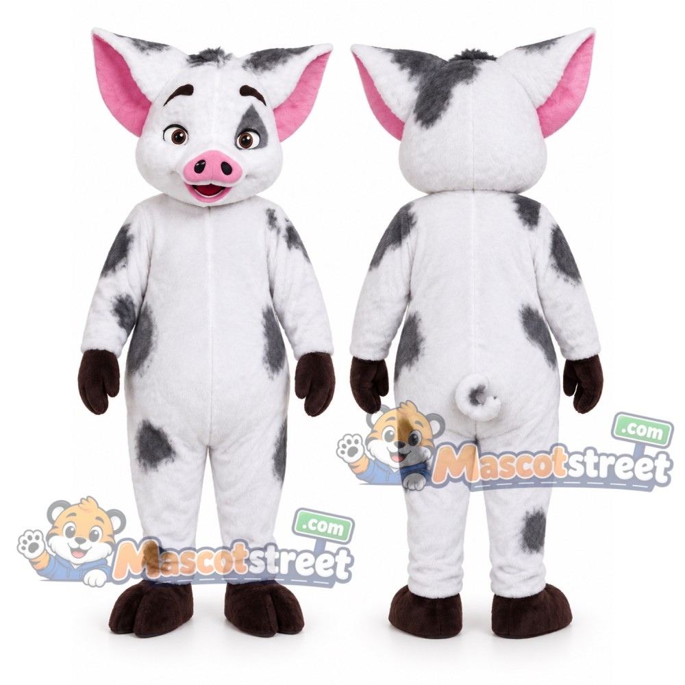 White and Black Pig Mascot Costume