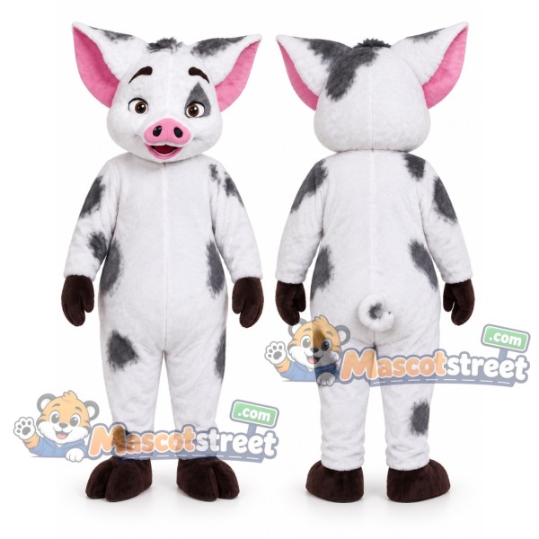 White and Black Pig Mascot Costume