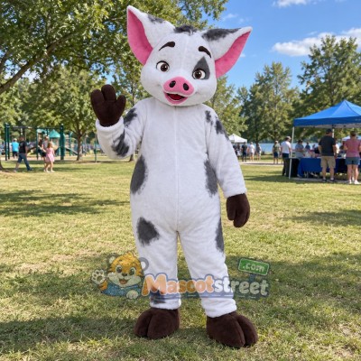 White and Black Pig Mascot Costume