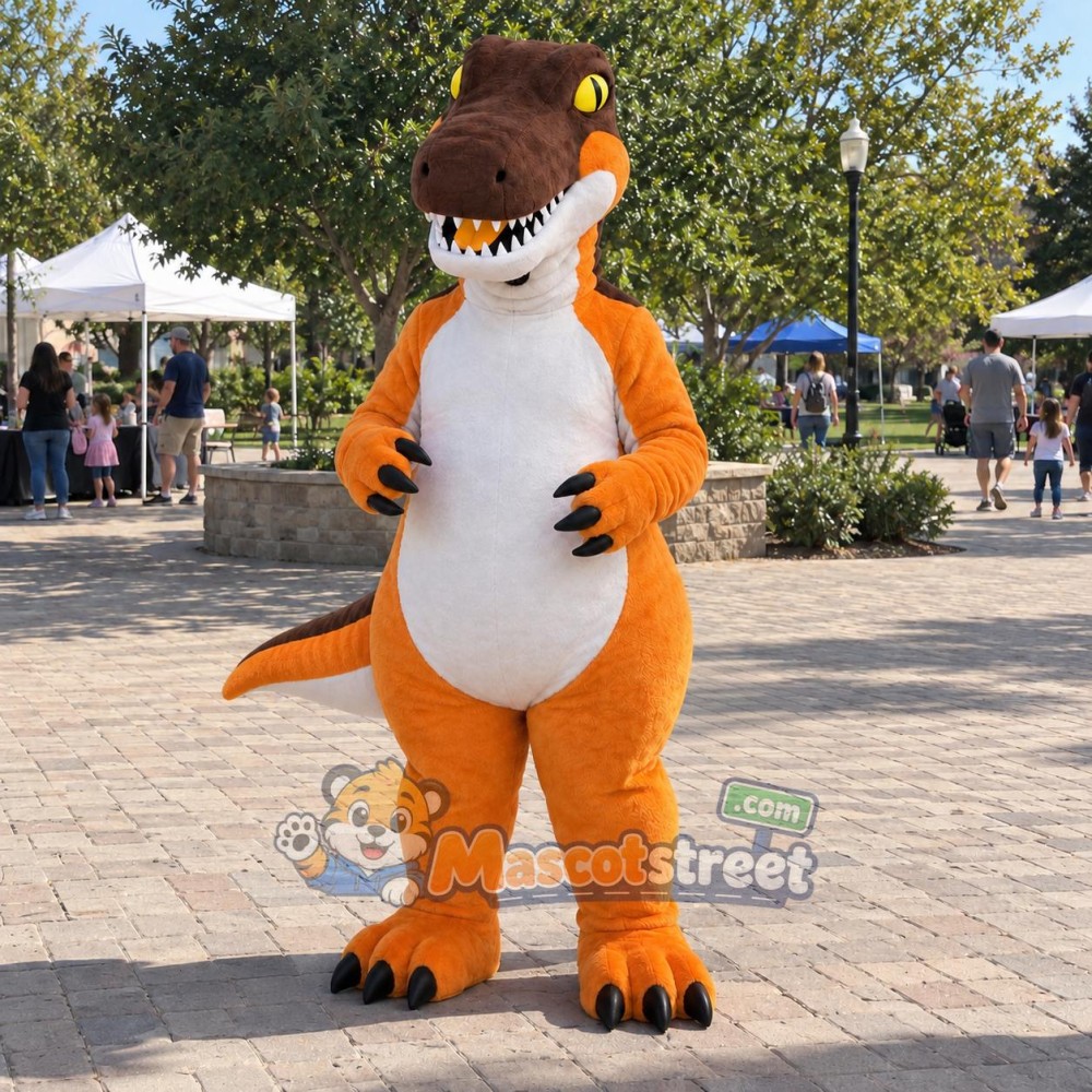 Orange Tyrannosaurus Mascot Costume Orange Tyrannosaurus Mascot Costume