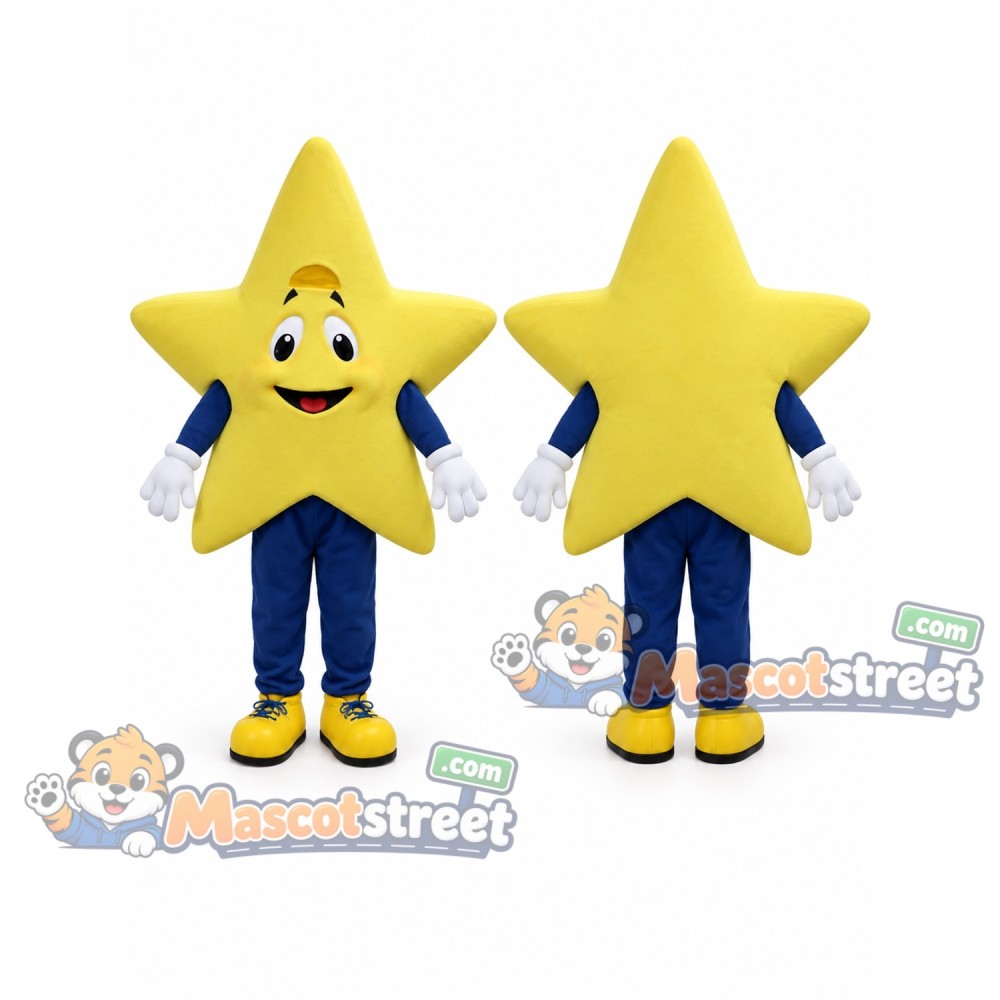 Yellow Star Mascot Costume with Blue Pants Yellow Star Mascot Costume with Blue Pants
