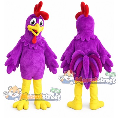Purple Rooster Mascot Costume Purple Rooster Mascot Costume