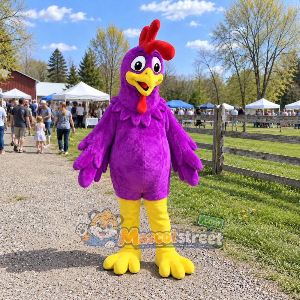 Purple Rooster Mascot Costume Purple Rooster Mascot Costume