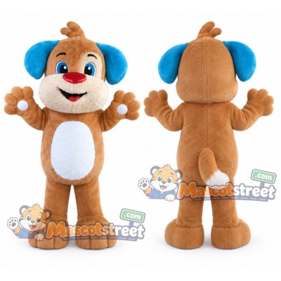 Brown Dog with Blue Ears Mascot Costume Brown Dog with Blue Ears Mascot Costume