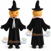Pumpkin Witch Mascot Costume with Black Robe and Pointed Hat