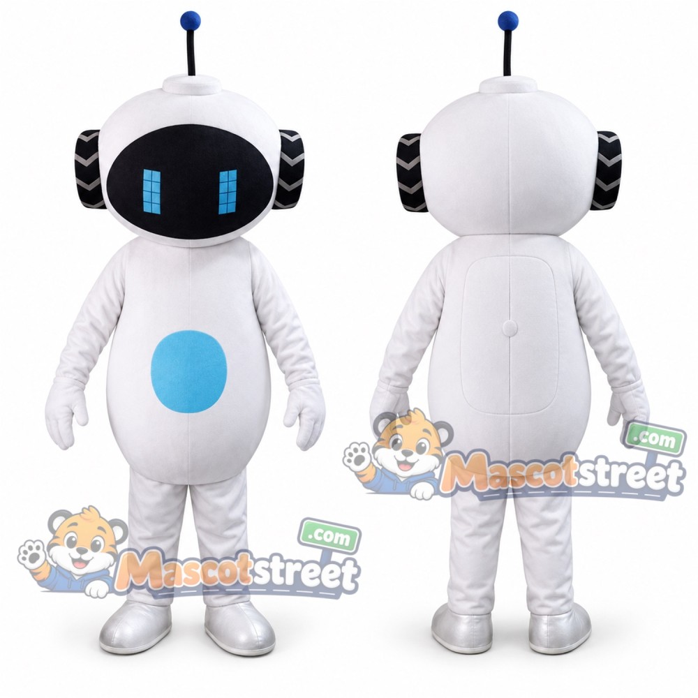 White Robot Mascot Costume White Robot Mascot Costume