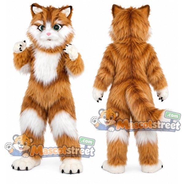 Orange and White Tabby Cat Mascot Costume