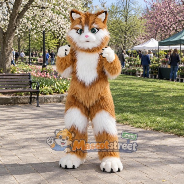 Orange and White Tabby Cat Mascot Costume Orange and White Tabby Cat Mascot Costume