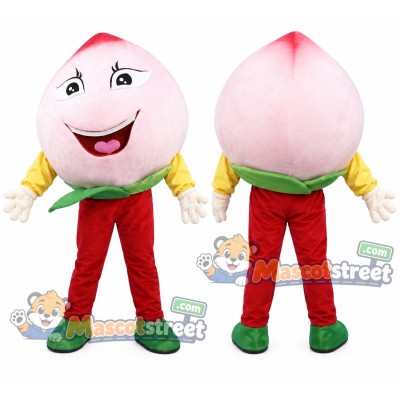Pink Peach Mascot Costume with Red Pants Pink Peach Mascot Costume with Red Pants