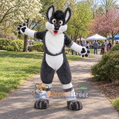 Gray and White Canine Mascot Costume Gray and White Canine Mascot Costume