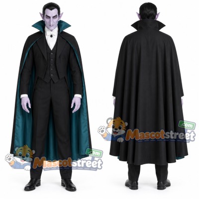 Vampire Mascot Costume with Black Suit and Cape Vampire Mascot Costume with Black Suit and Cape