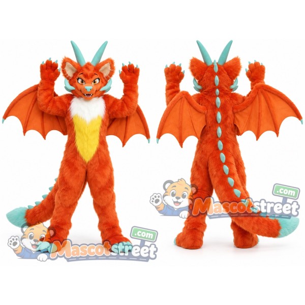 Orange Dragon Mascot Costume
