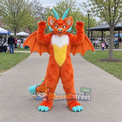 Orange Dragon Mascot Costume Orange Dragon Mascot Costume