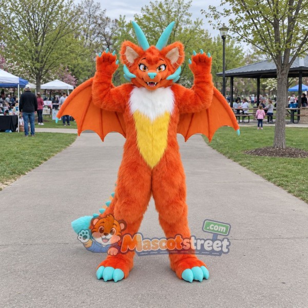 Orange Dragon Mascot Costume
