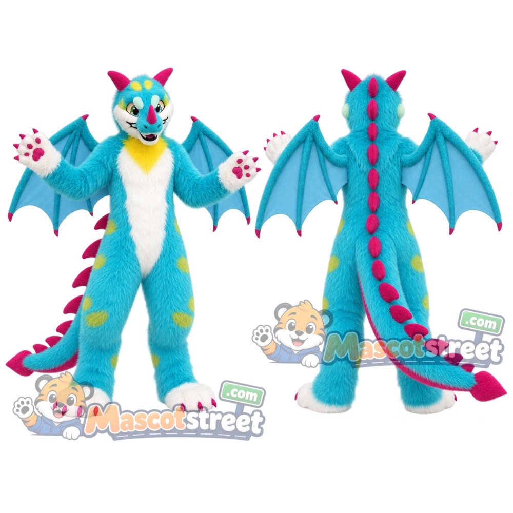 Teal Dragon Mascot Costume