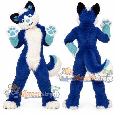 Blue and White Canine Mascot Costume Blue and White Canine Mascot Costume