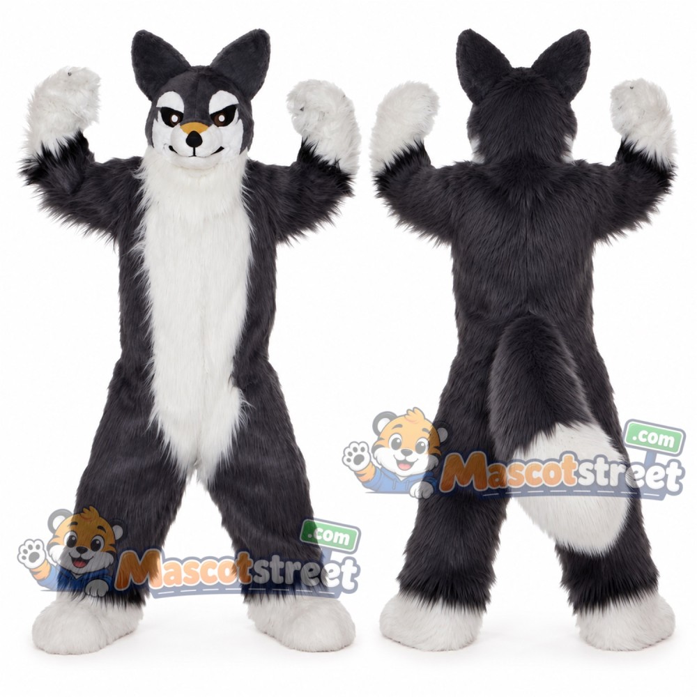 Black and White Canine Mascot Costume