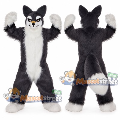 Black and White Canine Mascot Costume
