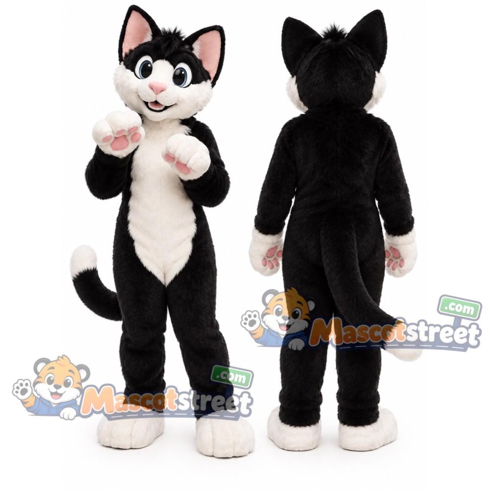 Black and White Cat Mascot Costume Black and White Cat Mascot Costume