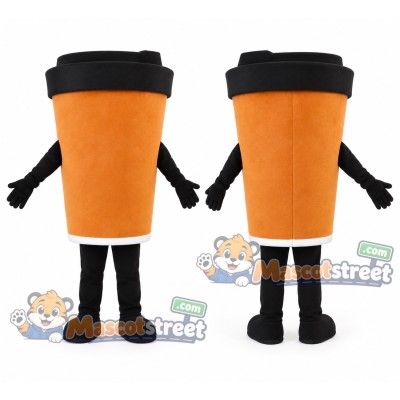 Orange Coffee Cup Mascot Costume Orange Coffee Cup Mascot Costume