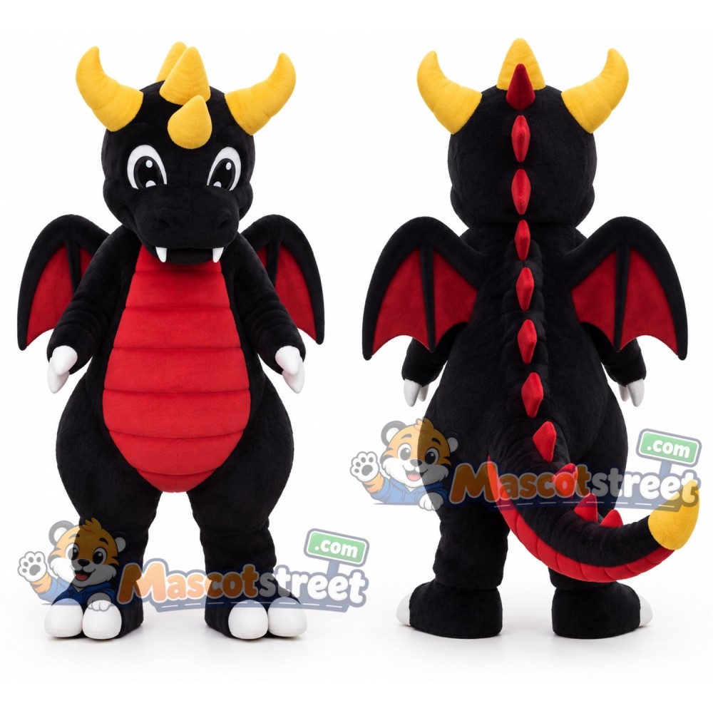 Black and Red Dragon Mascot Costume Black and Red Dragon Mascot Costume