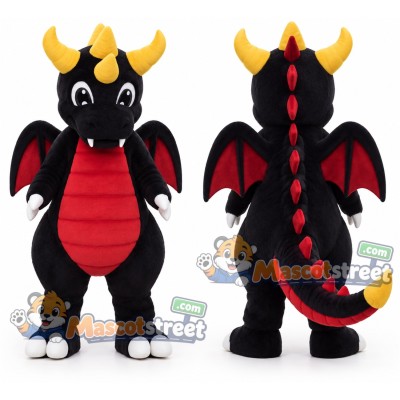 Black and Red Dragon Mascot Costume Black and Red Dragon Mascot Costume