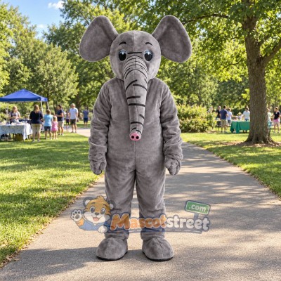 Gray Elephant Mascot Costume