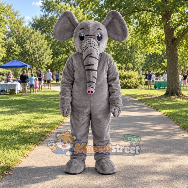 Gray Elephant Mascot Costume