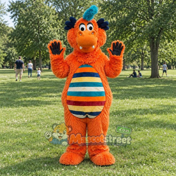 Orange Dragon Mascot Costume