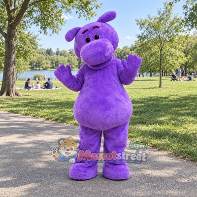 Purple Hippopotamus Mascot Costume Purple Hippopotamus Mascot Costume