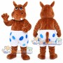 Brown Hippopotamus Mascot Costume with White Polka Dot Shorts