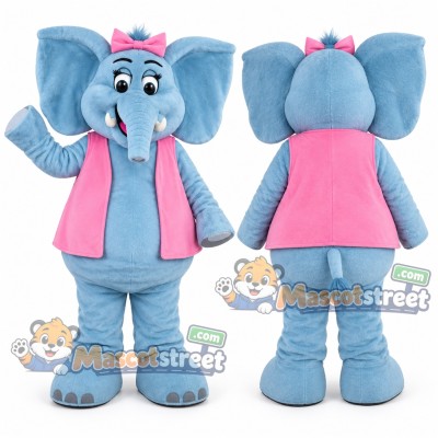 Blue Elephant Mascot Costume with Pink Vest Blue Elephant Mascot Costume with Pink Vest
