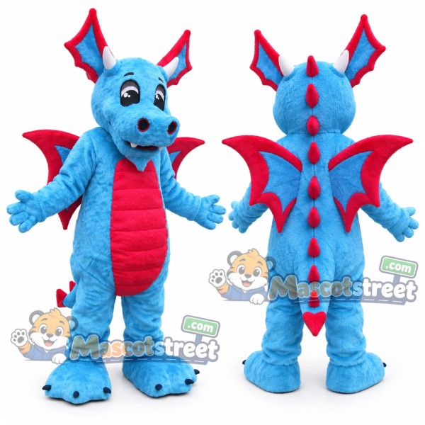 Blue and Red Dragon Mascot Costume