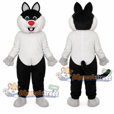 Black and White Cat Mascot Costume with White Shirt Black and White Cat Mascot Costume with White Shirt
