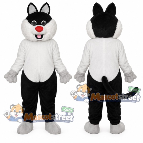 Black and White Cat Mascot Costume with White Shirt