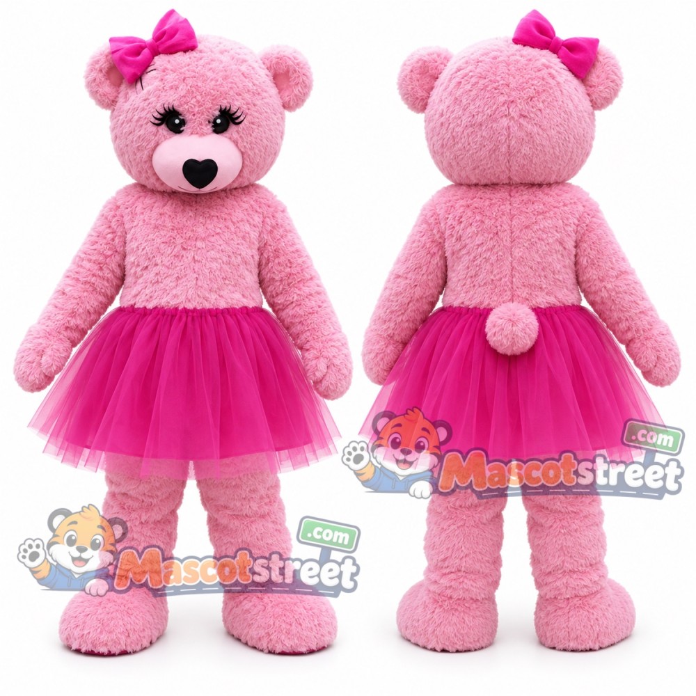Pink Bear Mascot Costume with Pink Tutu Pink Bear Mascot Costume with Pink Tutu