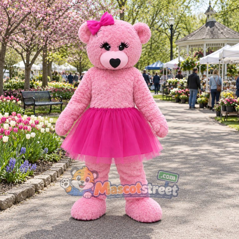 Pink Bear Mascot Costume with Pink Tutu Pink Bear Mascot Costume with Pink Tutu