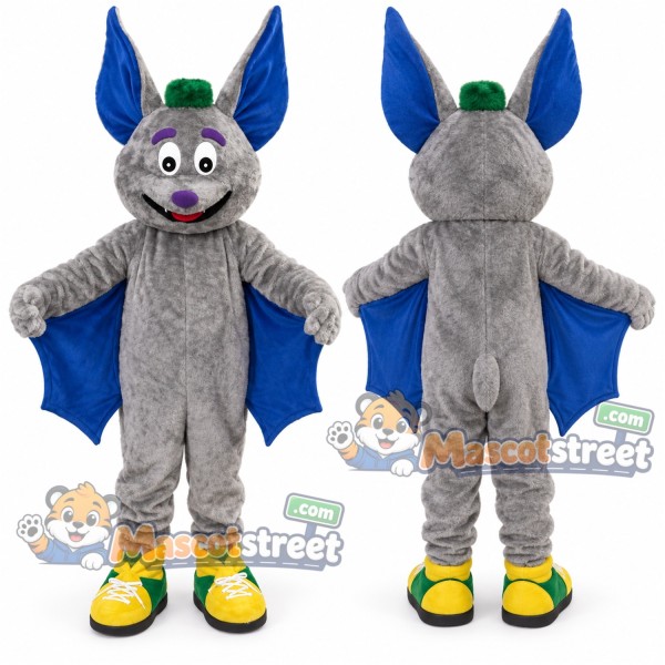 Gray Bat Mascot Costume with Green Hat