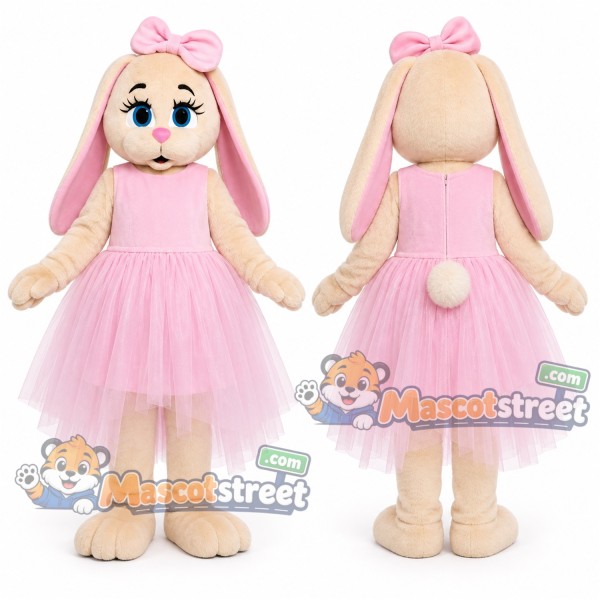 Cream Rabbit Mascot Costume with Pink Tutu Dress