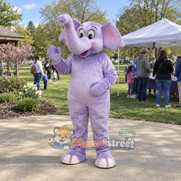 Purple Elephant Mascot Costume