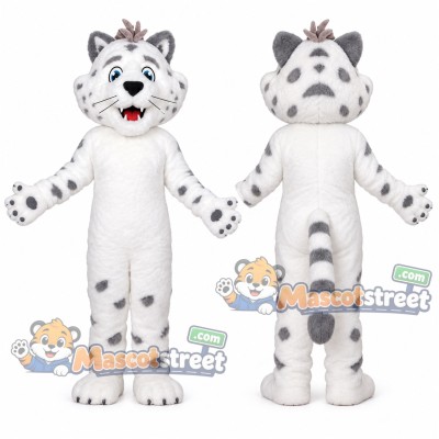 White Snow Leopard Mascot Costume White Snow Leopard Mascot Costume