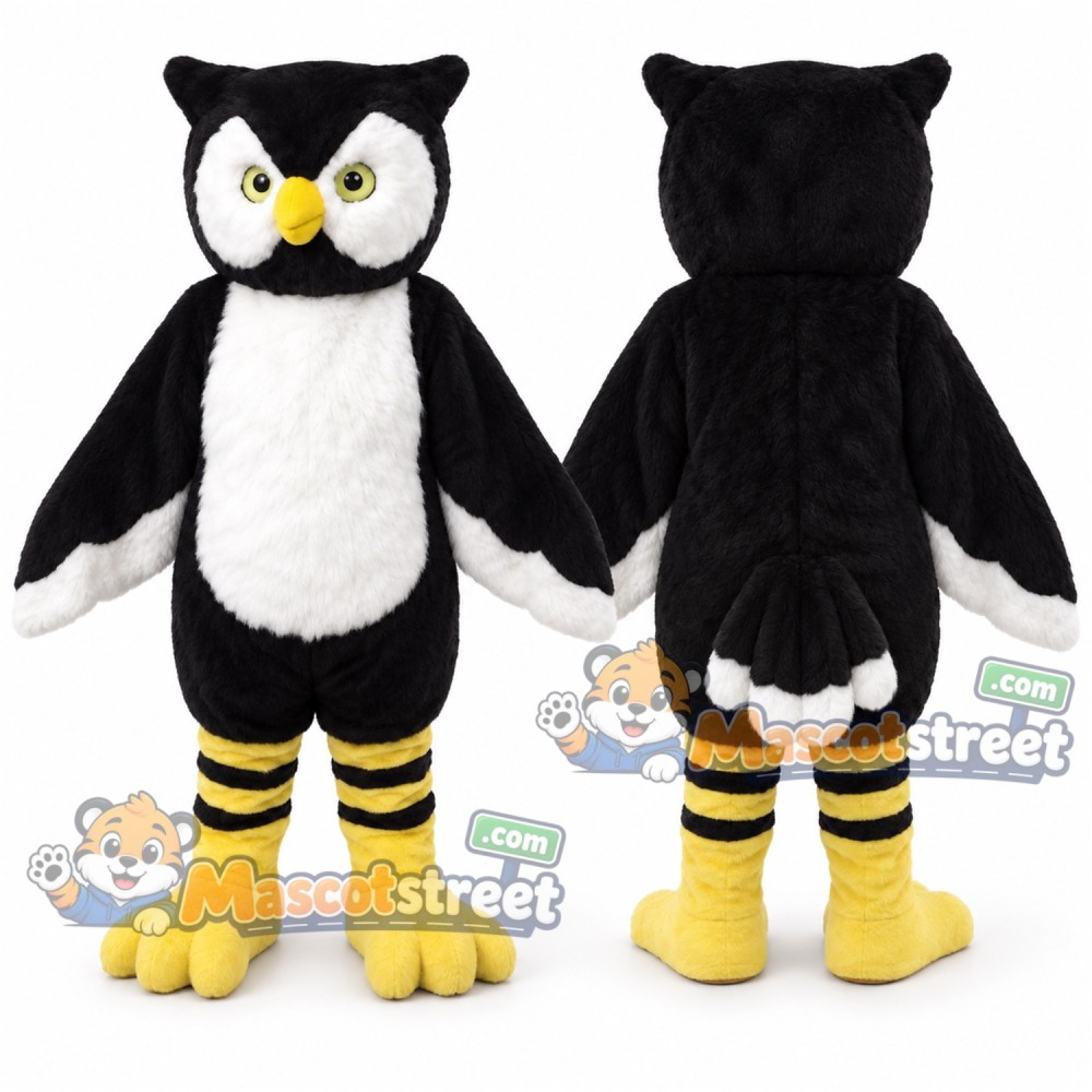 Black and White Owl Mascot Costume Black and White Owl Mascot Costume