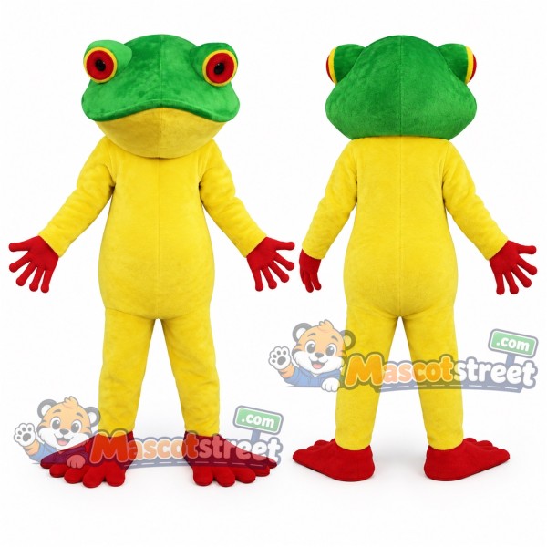 Green and Yellow Frog Mascot Costume