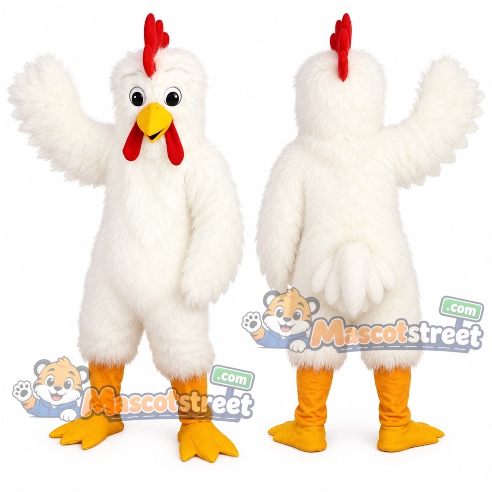 White Chicken Mascot Costume White Chicken Mascot Costume