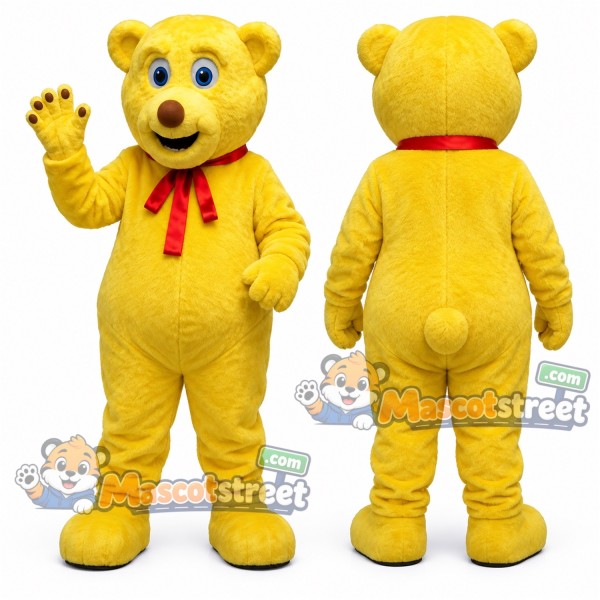 Yellow Bear Mascot Costume with Red Neckerchief