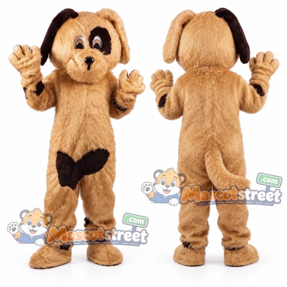 Tan Dog Mascot Costume with Black Bow Tie Tan Dog Mascot Costume with Black Bow Tie