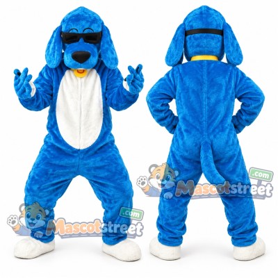 Blue Dog Mascot Costume with Sunglasses Blue Dog Mascot Costume with Sunglasses